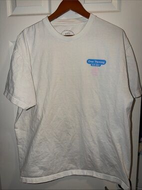 Anti Social Social Club White Tee with Blue & Pink Chest Graphic